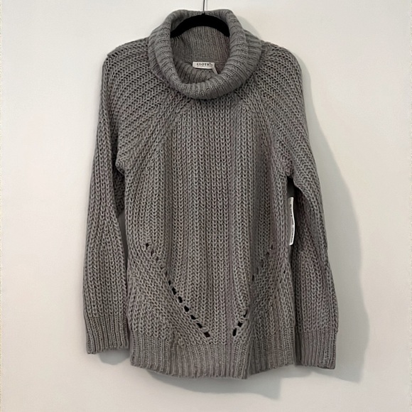 Cloth by Design Women's Long Sleeve Pointelle Turtleneck Sweater - Picture 2 of 9